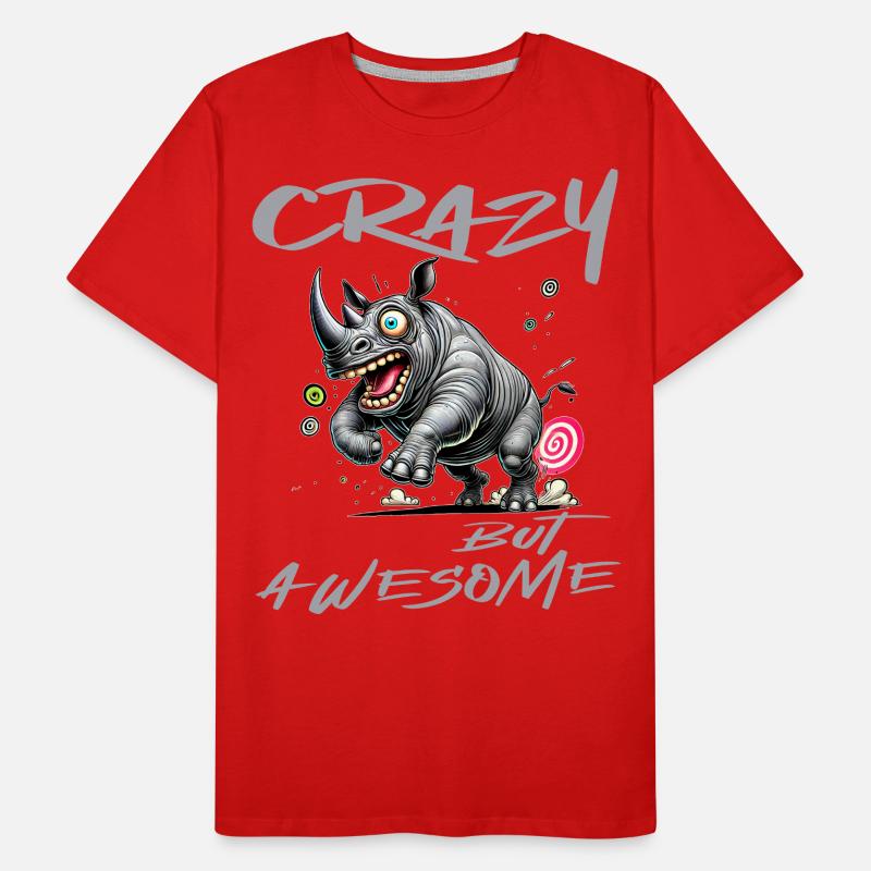 Crazy but Awesome Rhino Comic Style Men's Premium Organic T-Shirt