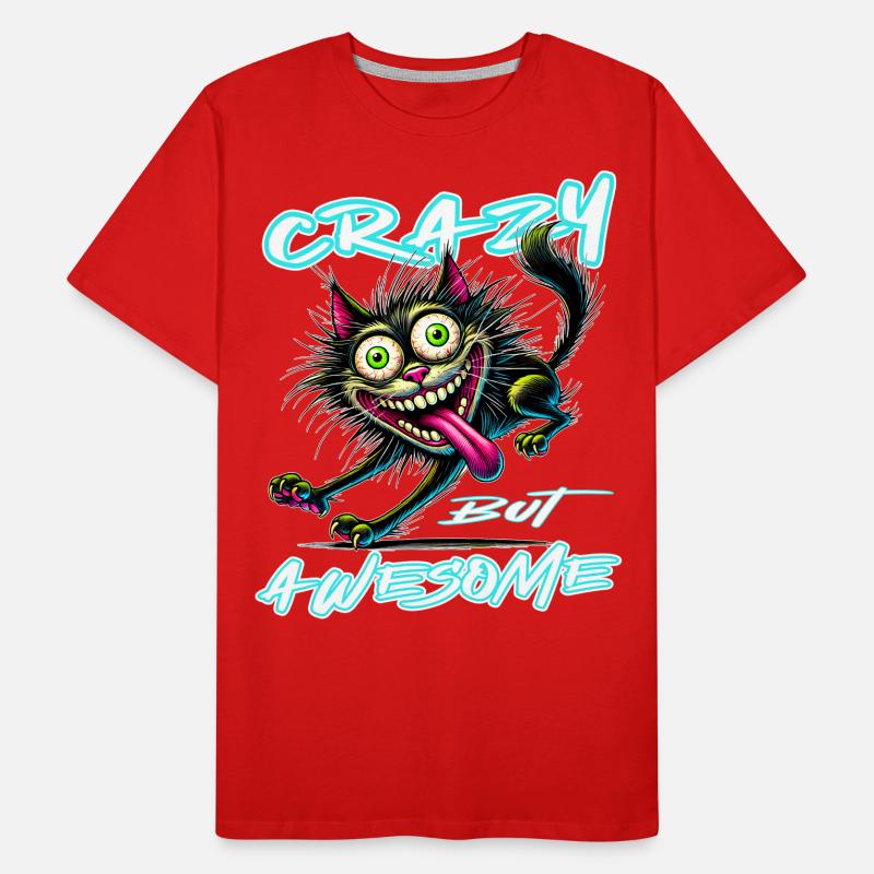 Crazy but Awesome cat comic style Men's Premium Organic T-Shirt