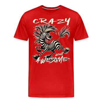 Style de bande dessinée zèbre fou mais génial - T-shirt bio Premium Homme - rouge - Devant - Damien (186cm)