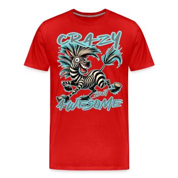 Style de bande dessinée zèbre fou mais génial - T-shirt bio Premium Homme - rouge - Devant - Damien (186cm)