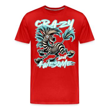 Style de bande dessinée zèbre fou mais génial - T-shirt bio Premium Homme - rouge - Devant - Damien (186cm)