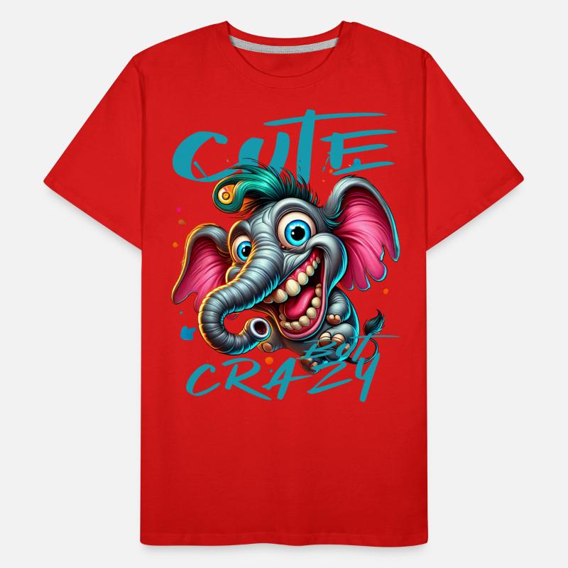 Cute but Crazy Elephant Comic Style Men's Premium Organic T-Shirt