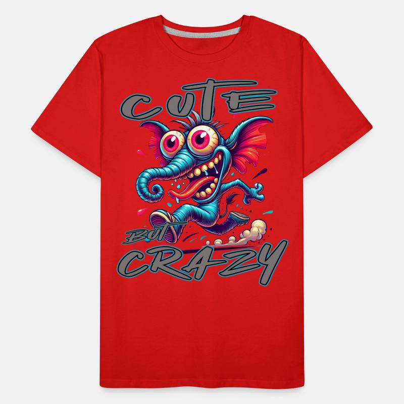 Cute but Crazy Elephant Comic Style Men's Premium Organic T-Shirt