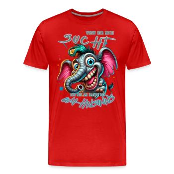 Wenn ihr mich sucht, ich bin am Rande des Wahnsinn - Männer Premium Bio T-Shirt - Rot - Vorne - Damien (186cm)