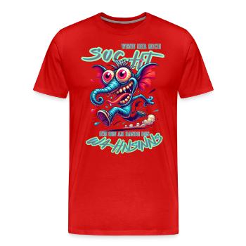 Wenn ihr mich sucht, ich bin am Rande des Wahnsinn - Männer Premium Bio T-Shirt - Rot - Vorne - Damien (186cm)