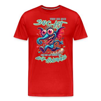 Wenn ihr mich sucht, ich bin am Rande des Wahnsinn - Männer Premium Bio T-Shirt - Rot - Vorne - Damien (186cm)