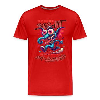 Wenn ihr mich sucht, ich bin am Rande des Wahnsinn - Männer Premium Bio T-Shirt - Rot - Vorne - Damien (186cm)