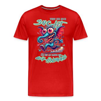 Wenn ihr mich sucht, ich bin am Rande des Wahnsinn - Männer Premium Bio T-Shirt - Rot - Vorne - Damien (186cm)