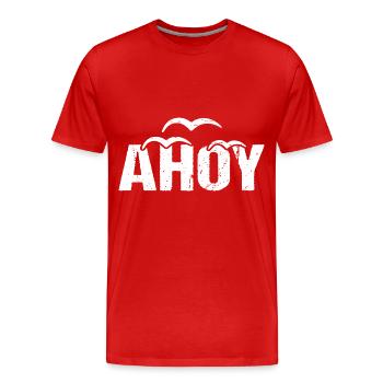 Côte d’accueil du lac Ahoy - T-shirt bio Premium Homme - rouge - Devant - Damien (186cm)