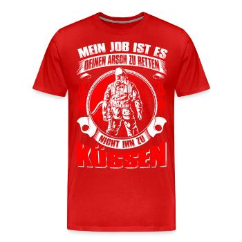 Arsch retten - Männer Premium Bio T-Shirt - Rot - Vorne - Damien (186cm)
