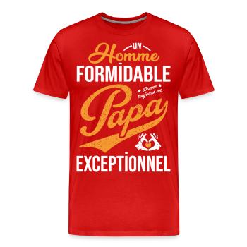 UN HOMME FORMIDABLE-PAPA EXCEPTIONNEL cadeau noel - T-shirt bio Premium Homme - rouge - Devant - Damien (186cm)