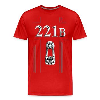 221 B - Männer Premium Bio T-Shirt - Rot - Vorne - Damien (186cm)