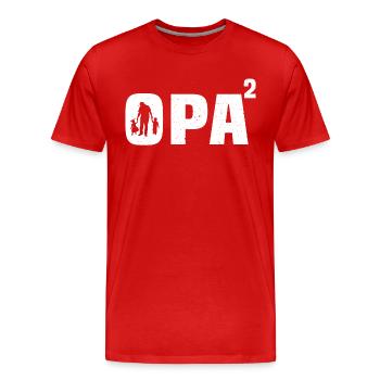 Opa hoch 2 zweifacher opa mit 2 enkelkinder - Männer Premium Bio T-Shirt - Rot - Vorne - Damien (186cm)