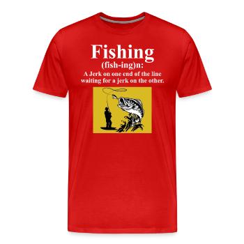 Pêcheur Amateur de poissons Pêcheurs Humour drôle - T-shirt bio Premium Homme - rouge - Devant - Damien (186cm)