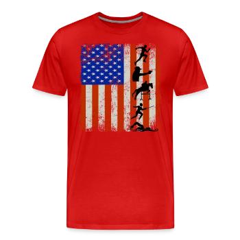 4th of July American Flag Modern Pentathlon - Men's Premium Organic T-Shirt - red - Front - Damien (186cm)