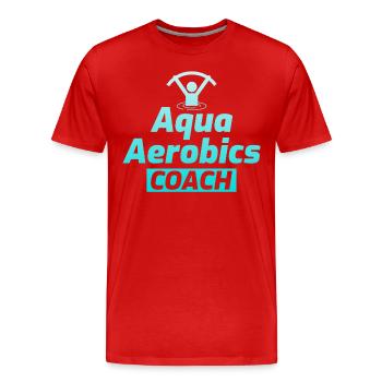 AquaGym Coach Fitness Aquatique Entraîneur - T-shirt bio Premium Homme - rouge - Devant - Damien (186cm)
