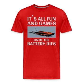 Rc Boat Racing Powerboat Speedboat Course au large - T-shirt bio Premium Homme - rouge - Devant - Damien (186cm)