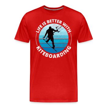 Kitesurfen Kitesurfen Kiteboarding Kiteboarder - Männer Premium Bio T-Shirt - Rot - Vorne - Damien (186cm)