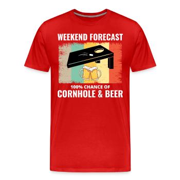 Cornhole Drinking Bean Bag Toss Outdoor Lawn Game - Men's Premium Organic T-Shirt - red - Front - Damien (186cm)