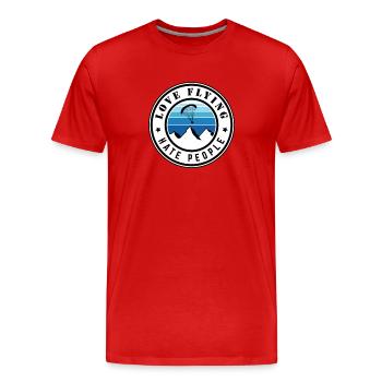 Love flying - hate people - Männer Premium Bio T-Shirt - Rot - Vorne - Damien (186cm)