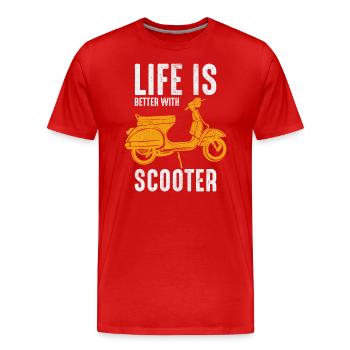 Roller Fahrer Scootering Motorrad Moped Lustig - Männer Premium Bio T-Shirt - Rot - Vorne - Damien (186cm)