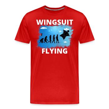 Wingsuit flying Base Jumping Skydiving Evolution - Men's Premium Organic T-Shirt - red - Front - Damien (186cm)