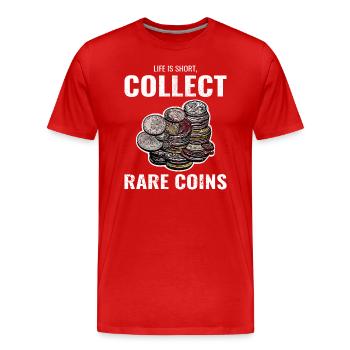 Numismatique de collection de pièces de monnaie - T-shirt bio Premium Homme - rouge - Devant - Damien (186cm)