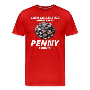 Numismatique de collection de pièces de monnaie - T-shirt bio Premium Homme - rouge - Devant - Damien (186cm)