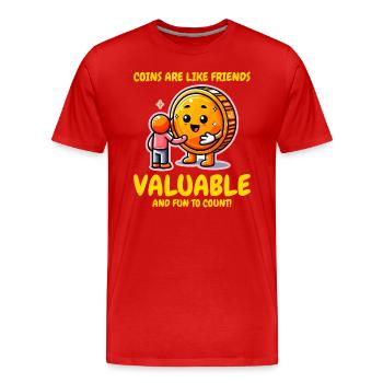 Numismatique de collection de pièces de monnaie - T-shirt bio Premium Homme - rouge - Devant - Damien (186cm)