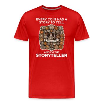 Numismatique de collection de pièces de monnaie - T-shirt bio Premium Homme - rouge - Devant - Damien (186cm)