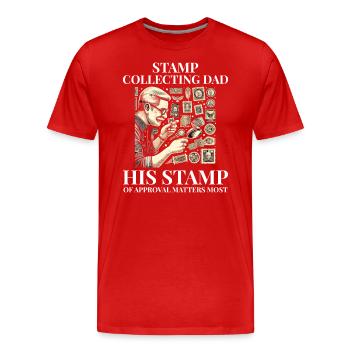Timbres-poste d’époque Collectionneur de papa - T-shirt bio Premium Homme - rouge - Devant - Damien (186cm)