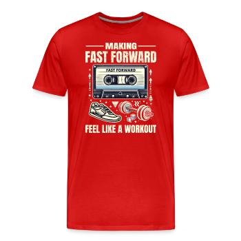 Cassette d'entraînement rétro des années 80, entraînement de remise en forme - T-shirt bio Premium Homme - rouge - Devant - Damien (186cm)