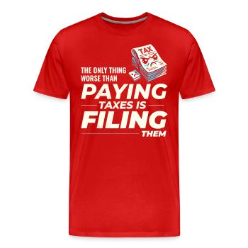 Taxing Humor: Paying and Filing Funny - Men's Premium Organic T-Shirt - red - Front - Damien (186cm)
