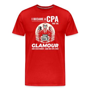 CPA Chronicles: Glamour and Excitement Unveiled - Men's Premium Organic T-Shirt - red - Front - Damien (186cm)