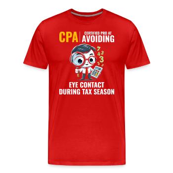 CPA: Number Ninja Dodging Eye Contact Accountant - Men's Premium Organic T-Shirt - red - Front - Damien (186cm)