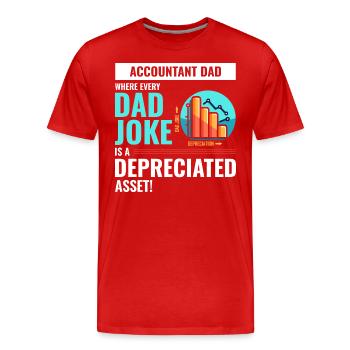 Comptable Papa Blague Actif Amorti Fête des Pères - T-shirt bio Premium Homme - rouge - Devant - Damien (186cm)