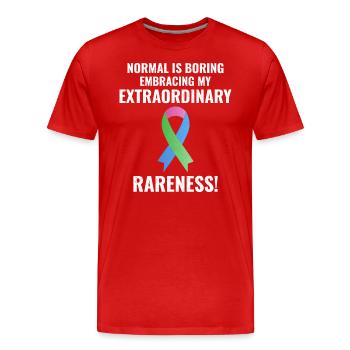Bewusstsein für seltene Krankheiten Außergewöhnliches - Männer Premium Bio T-Shirt - Rot - Vorne - Damien (186cm)