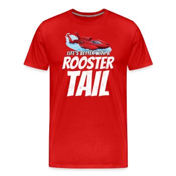 Rooster Tail Rumble : Plaisir des courses d’hydroplanes - T-shirt bio Premium Homme - rouge - Devant - Damien (186cm)