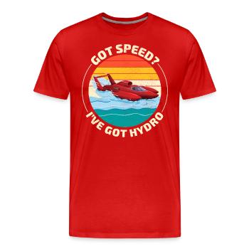Hydro-Speed-Rennen: Spannender Wasserflugzeug-Humor - Männer Premium Bio T-Shirt - Rot - Vorne - Damien (186cm)