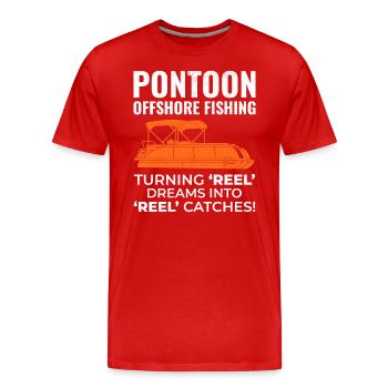 Pontoon Boat Motor Boating Offshore Fishing Funny - Men's Premium Organic T-Shirt - red - Front - Damien (186cm)