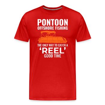 Pontoon Boat Motor Boating Offshore Fishing Funny - Men's Premium Organic T-Shirt - red - Front - Damien (186cm)