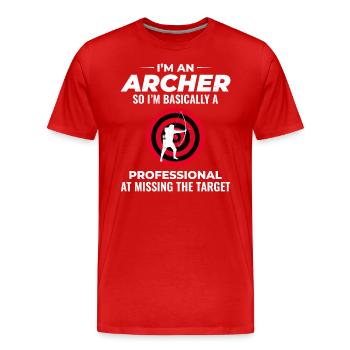 Tir à l’arc Cibles Archer Bullseye Tir Sport - T-shirt bio Premium Homme - rouge - Devant - Damien (186cm)