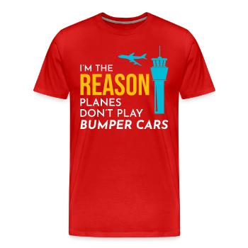 Contrôleur de la circulation aérienne ATC Aviation Humour Avion - T-shirt bio Premium Homme - rouge - Devant - Damien (186cm)