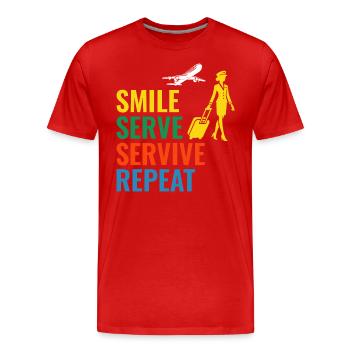 Hôtesse de l’air Aviation Personnel de cabine - T-shirt bio Premium Homme - rouge - Devant - Damien (186cm)