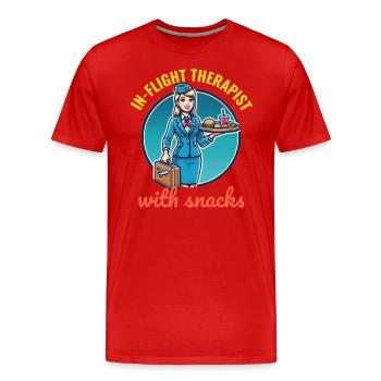 Hôtesse de l’air Aviation Personnel de cabine - T-shirt bio Premium Homme - rouge - Devant - Damien (186cm)