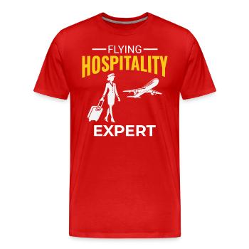 Flugbegleiter Flugbegleiter Flugbegleiterin Flugbegleiterin - Männer Premium Bio T-Shirt - Rot - Vorne - Damien (186cm)