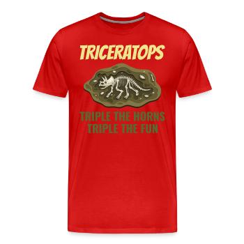 Triceratops Dinosaure Dino Paléontologie Fossile - T-shirt bio Premium Homme - rouge - Devant - Damien (186cm)