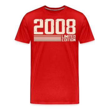 2008 Millésime 2008 Anniversaire 2008 Rétro 2008 - T-shirt bio Premium Homme - rouge - Devant - Damien (186cm)
