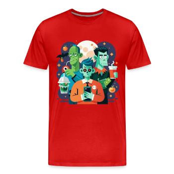 Klassische Monster mit einem lustigen Twist - Männer Premium Bio T-Shirt - Rot - Vorne - Damien (186cm)
