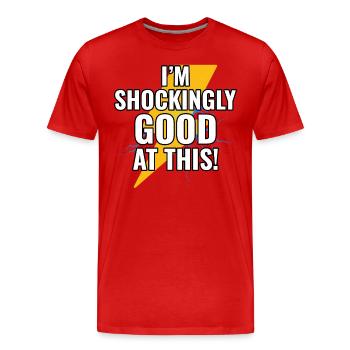 Elektriker Humor Elektrotechniker Ingenieur - Männer Premium Bio T-Shirt - Rot - Vorne - Damien (186cm)